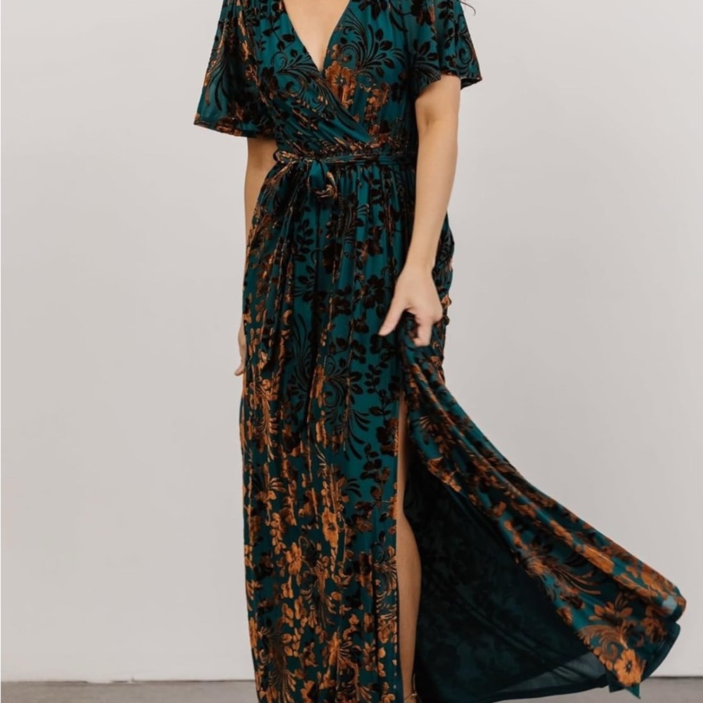 Baltic Born Green Flutter Sleeve Maxi Dress